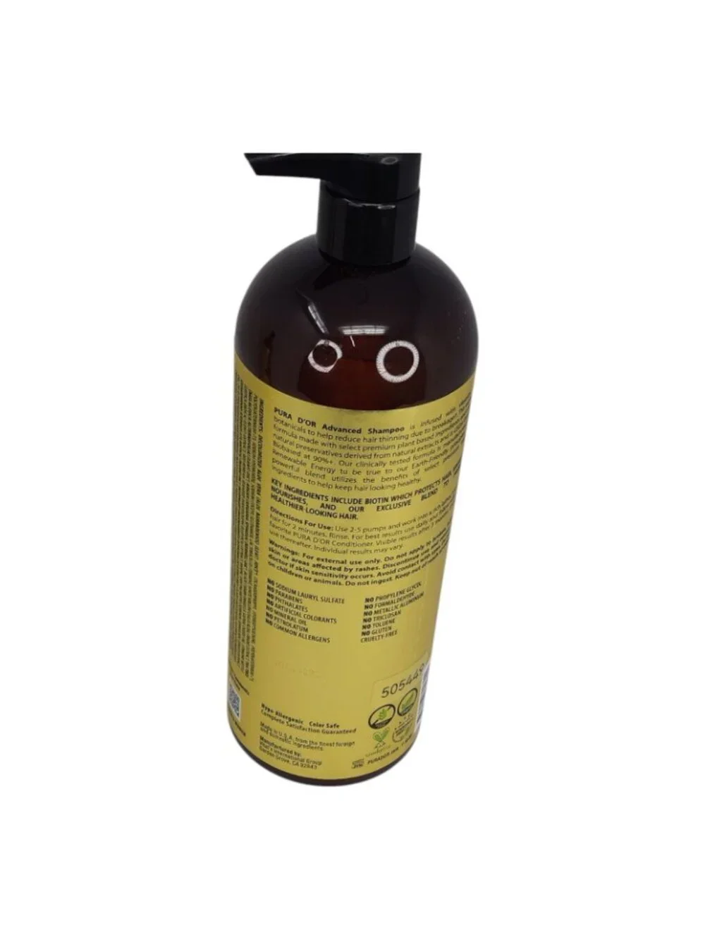 Pura Dor Advanced Shampoo Jumbo 33.8oz Reduces Hair Thinning Volumizes 2 Pack